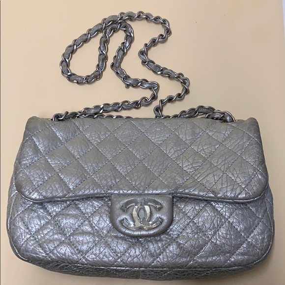 Crinkled Leather Single Flap Vintage Chanel - Picture 1 of 8